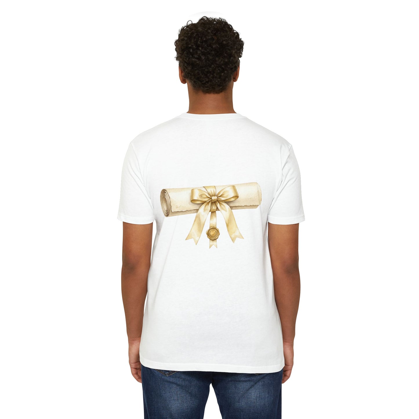 Graduation Scroll T-Shirt — Gold Ribbon Diploma Tee
