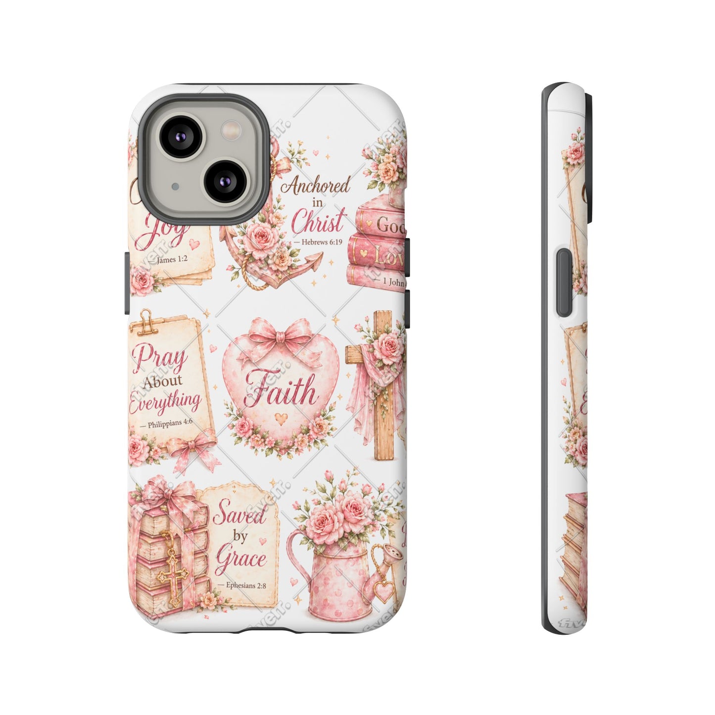 Faith Floral Phone Case – Christian Inspirational Scripture iPhone Cover (Choose Joy, Pray, Faith)