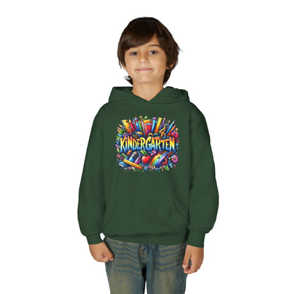 Kindergarten Kids Hoodie — Colorful School Supplies Back-to-School Sweatshirt