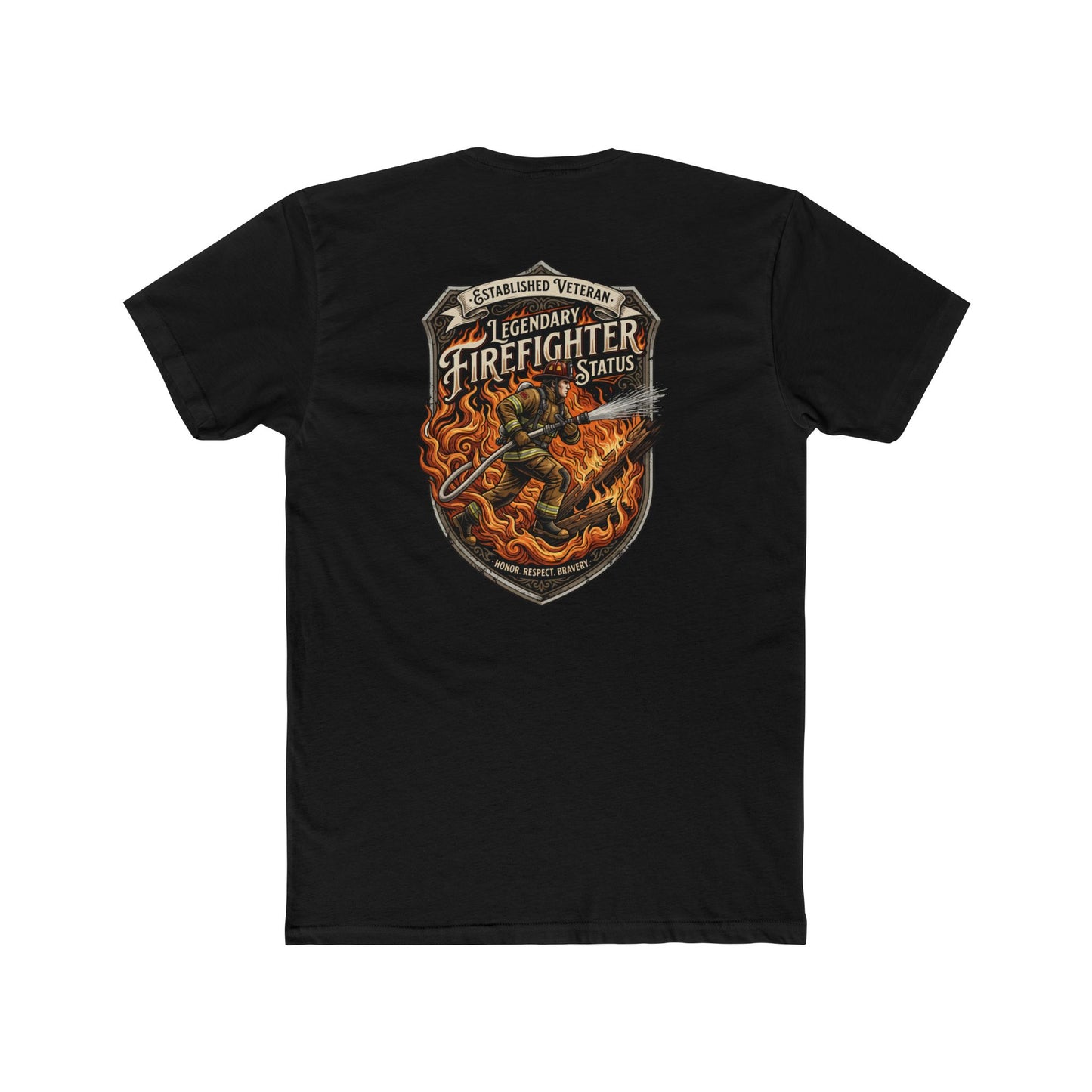 Firefighter Badge T-Shirt — Legendary Firefighter Status Graphic Tee