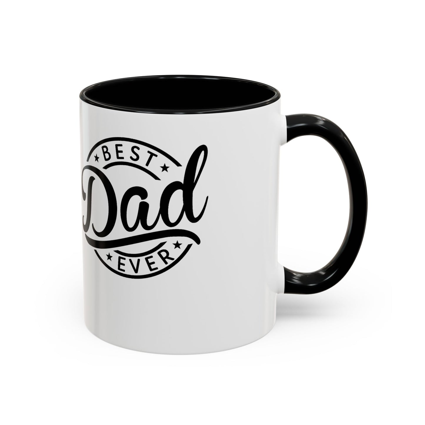 Best Dad Ever Accent Coffee Mug — Black Handle & Inner Rim, Father's Day Gift (11oz & 15oz)