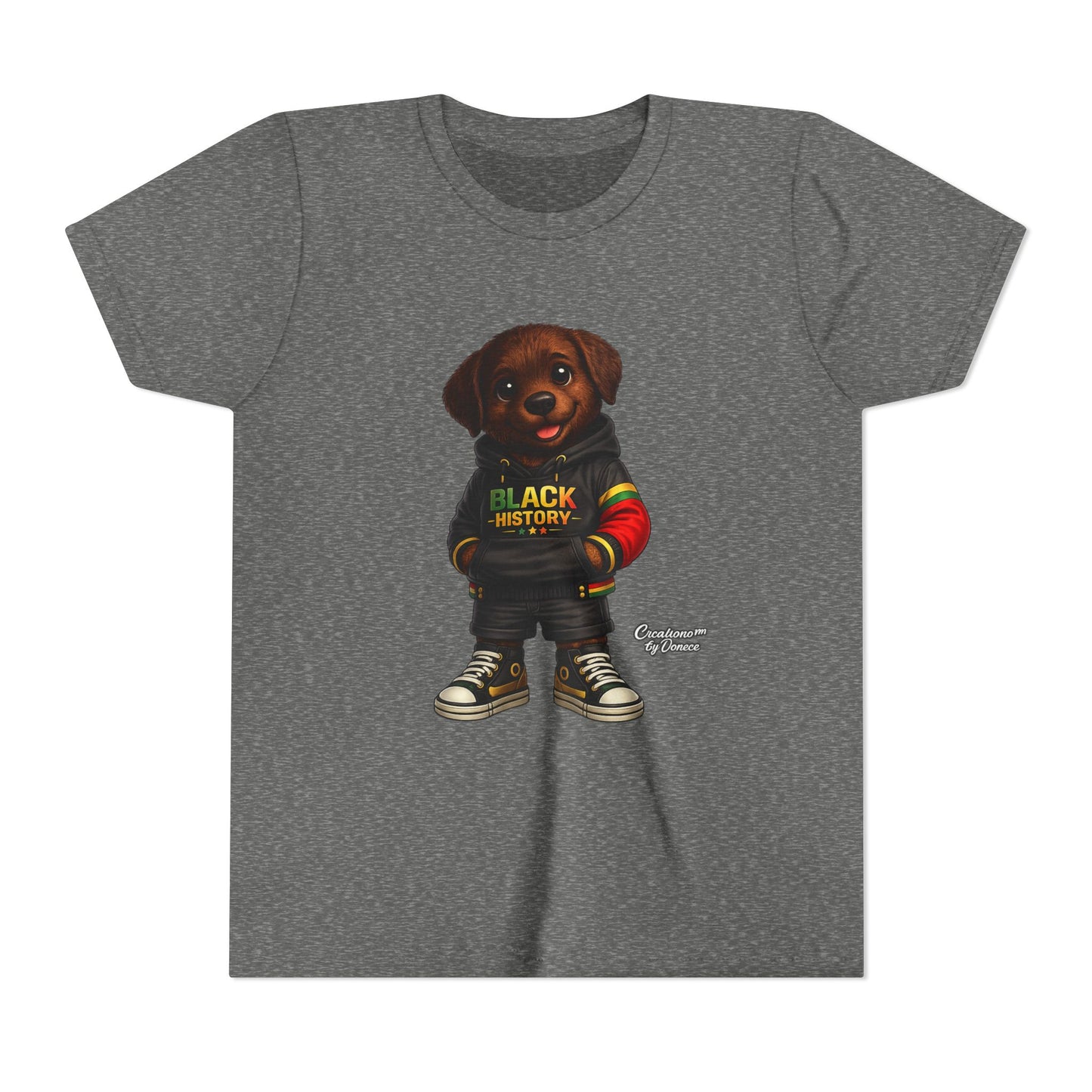 Youth Tee — Cute Puppy 'Black History' Graphic Shirt