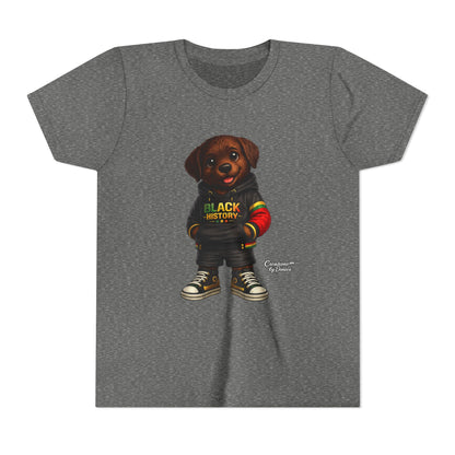 Youth Tee — Cute Puppy 'Black History' Graphic Shirt