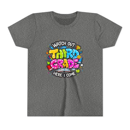 Third Grade Kids T‑Shirt — "Watch Out Third Grade Here I Come" Back-to-School Tee