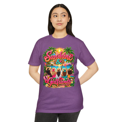 Sunshine & Girlfriends Beach T-Shirt — Tropical Vacation Tee for Friends