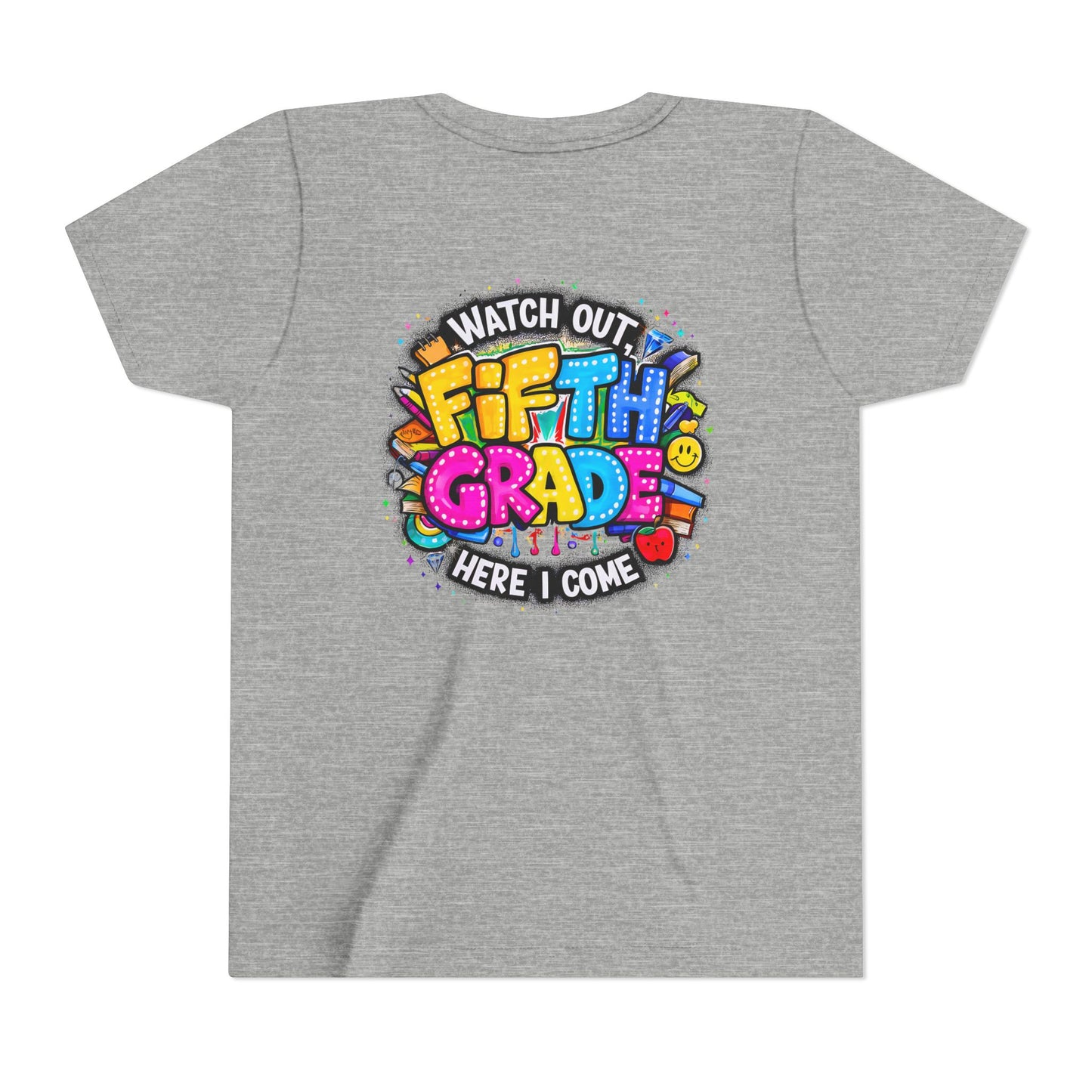 Fifth Grade T‑Shirt for Kids - "Watch Out Fifth Grade Here I Come" Back-to-School Tee