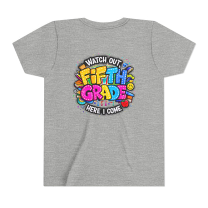 Fifth Grade T‑Shirt for Kids - "Watch Out Fifth Grade Here I Come" Back-to-School Tee