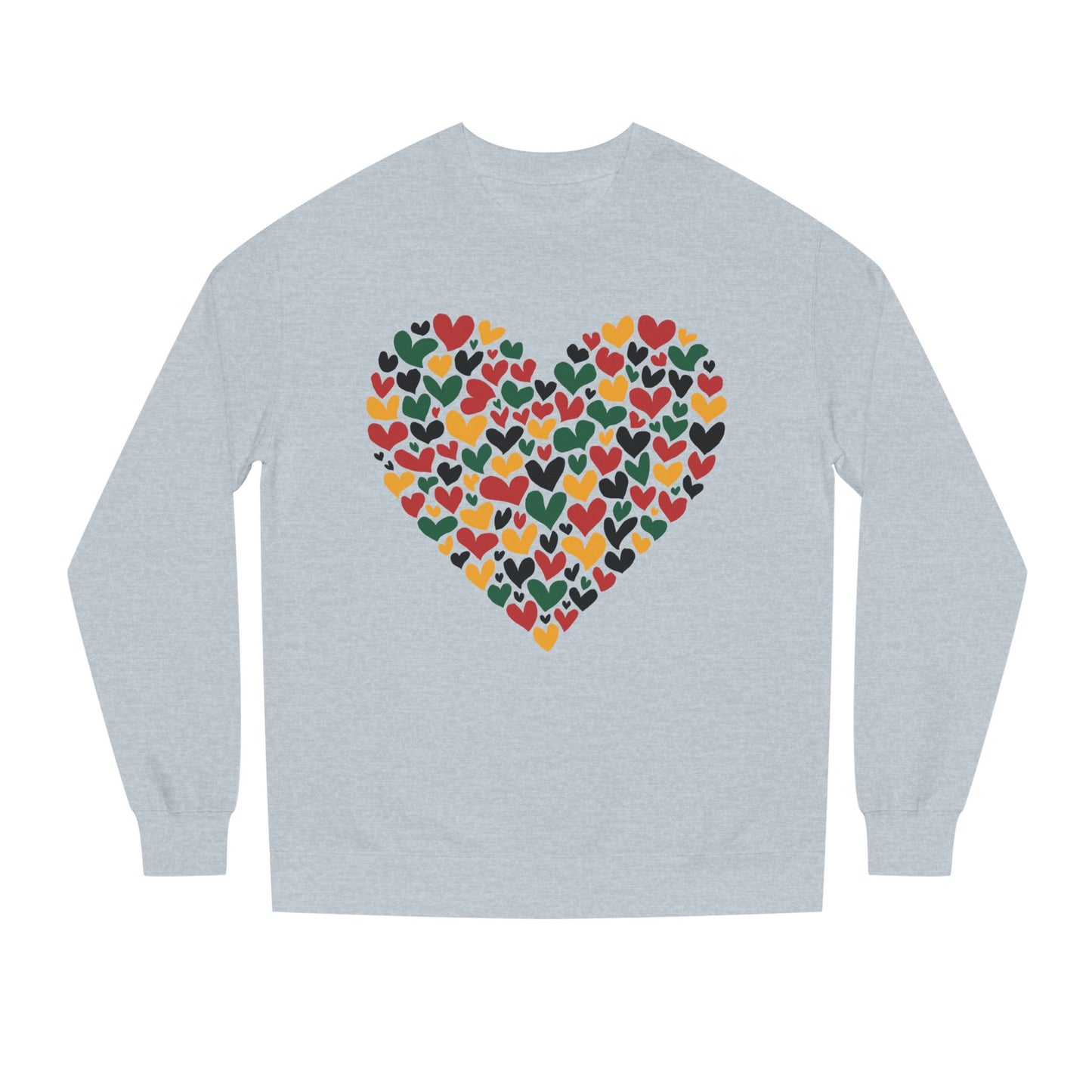 Colorful Heart Pattern Sweatshirt — Cozy Valentine/Everyday Love Crewneck