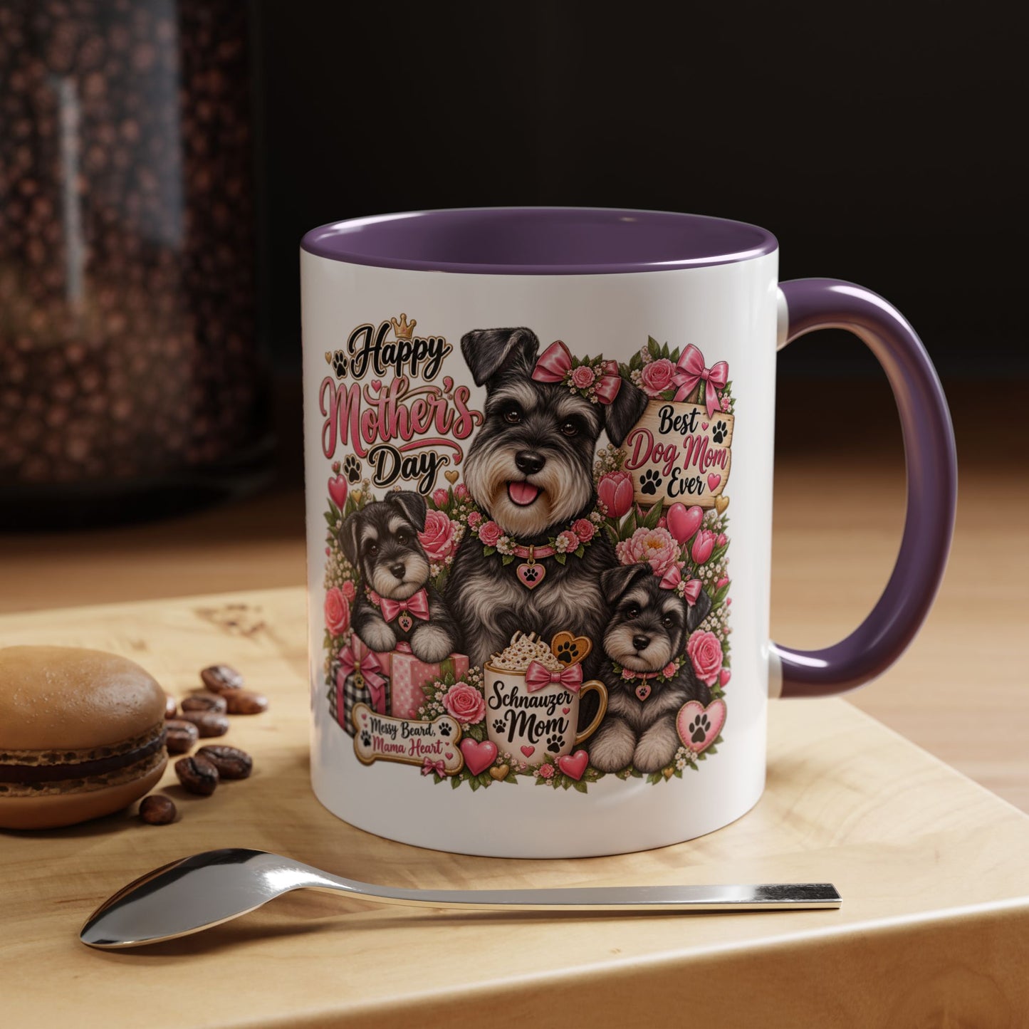 Mother's Day Schnauzer Coffee Mug — "Best Dog Mom Ever" Accent Mug (11/15oz)
