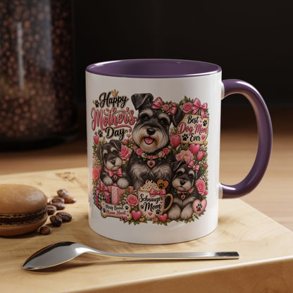 Mother's Day Schnauzer Coffee Mug — "Best Dog Mom Ever" Accent Mug (11/15oz)