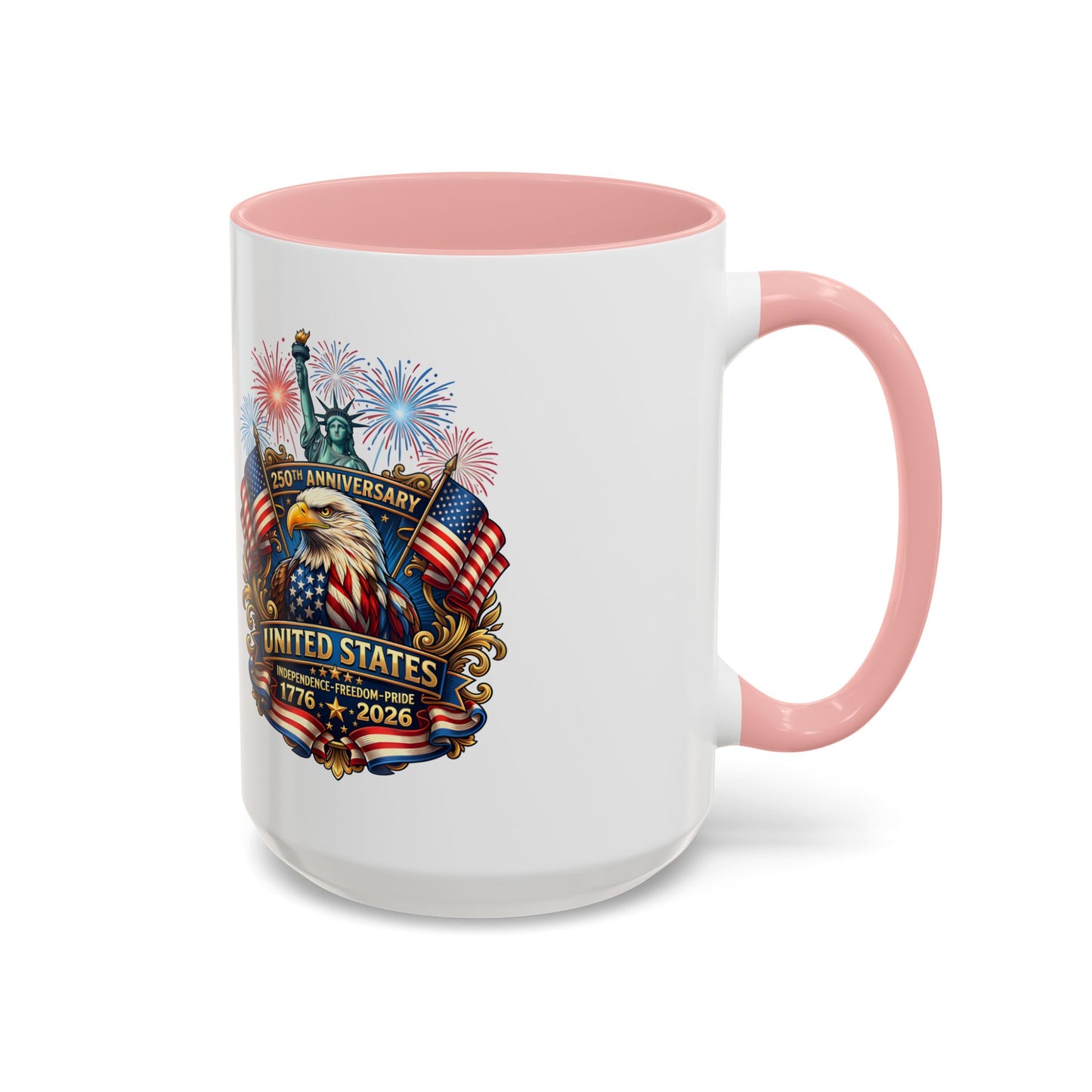 Patriotic Coffee Mug — United States 250th Anniversary Eagle & Fireworks (11/15oz)