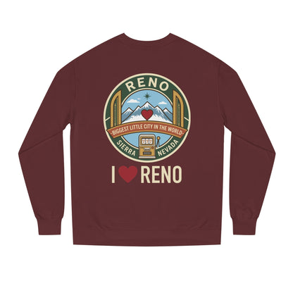 I  Reno Sweatshirt — Vintage Reno Nevada Mountain Badge Crewneck