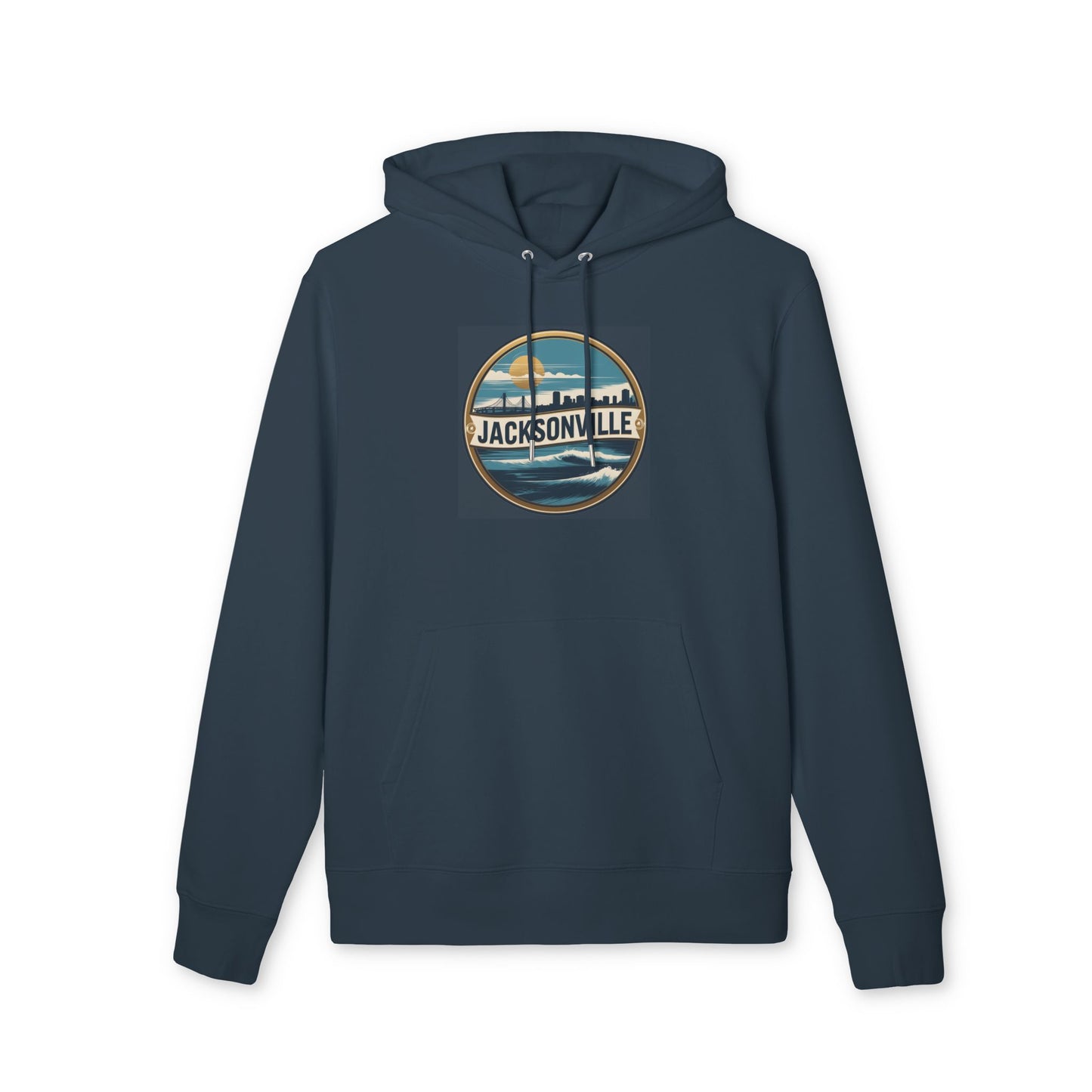 Jacksonville Skyline Hoodie — Vintage Beach Surf Circle Design