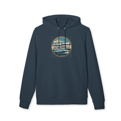 Jacksonville Skyline Hoodie — Vintage Beach Surf Circle Design