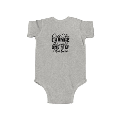Infant Bodysuit - "Girls Can Change the World One Step at a Time" Inspirational Baby Onesie