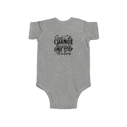 Infant Bodysuit - "Girls Can Change the World One Step at a Time" Inspirational Baby Onesie