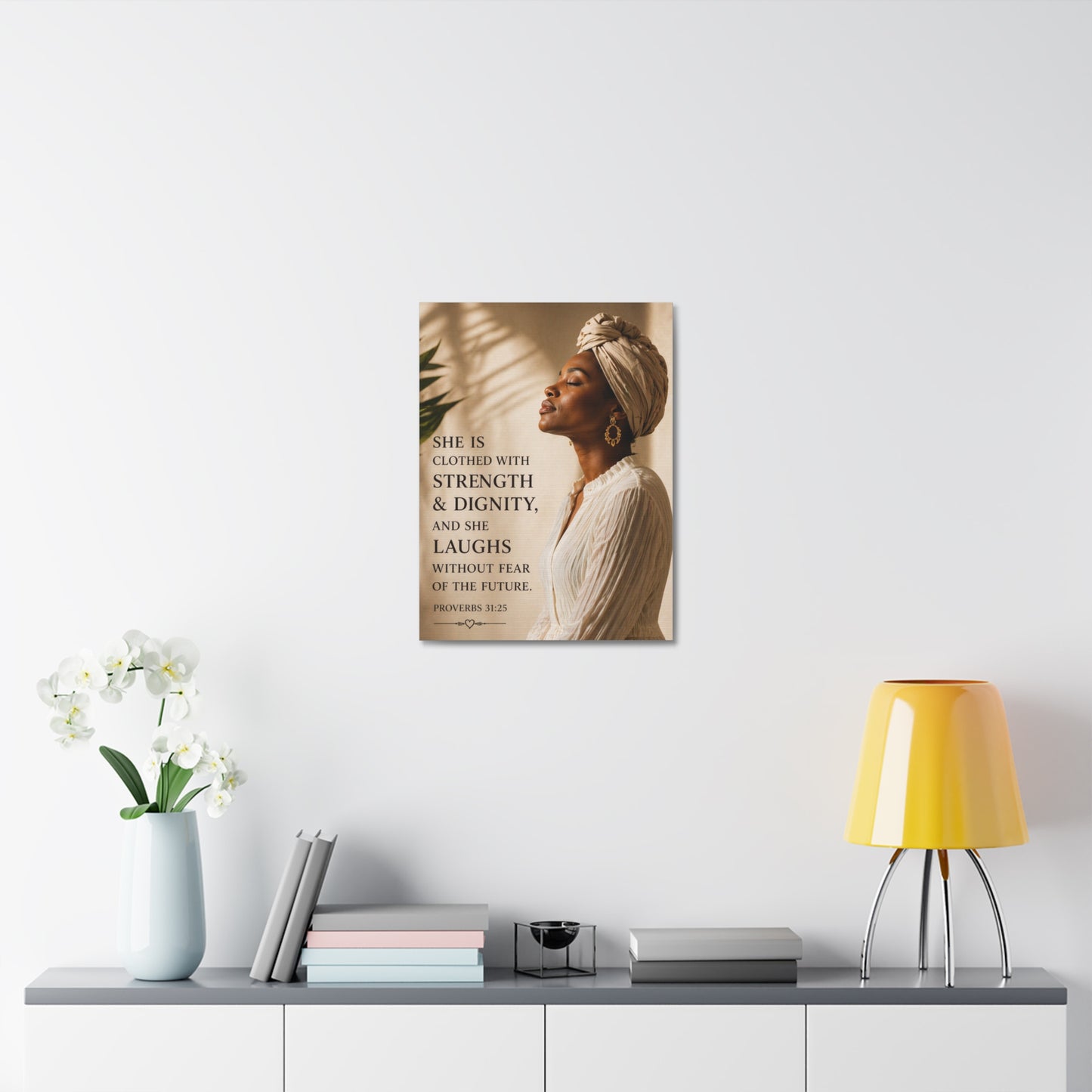 Proverbs 31:25 Stretched Canvas – Strength & Dignity Wall Art