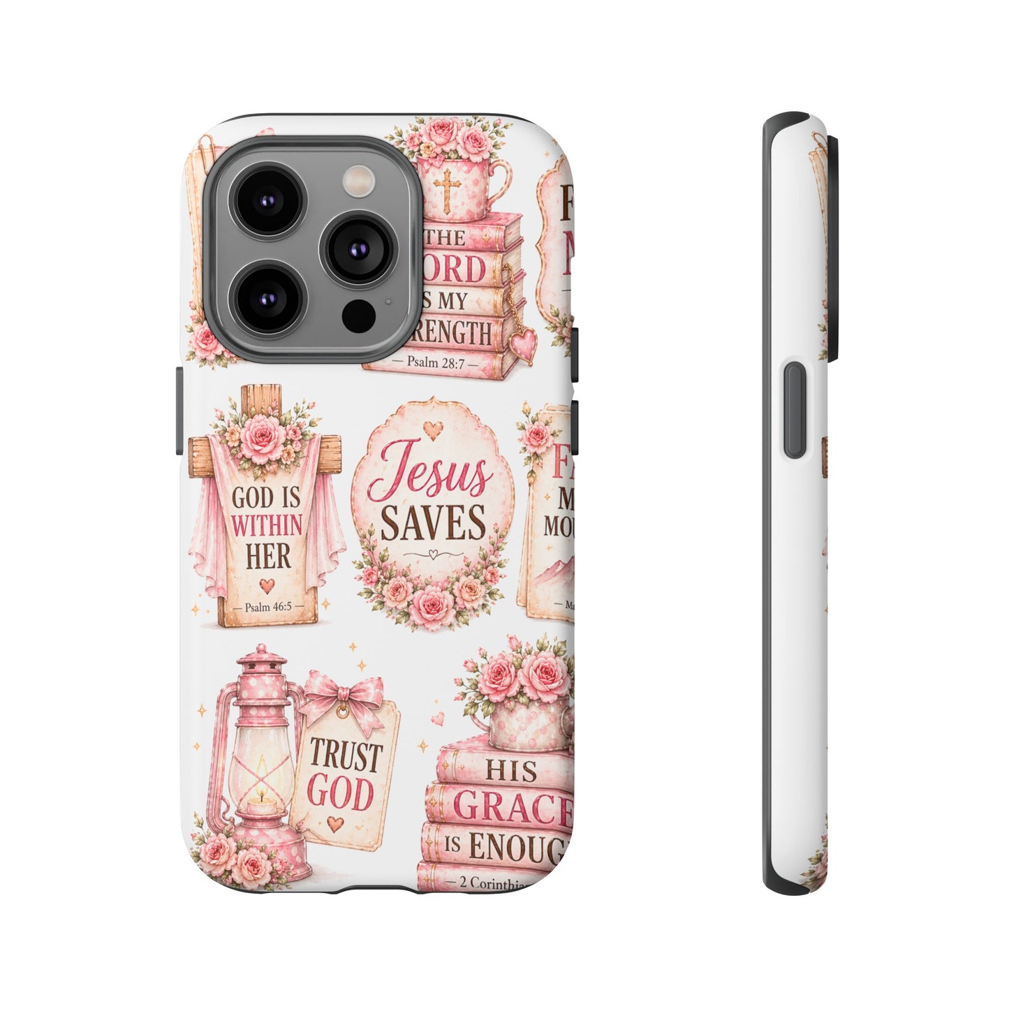 Faith Phone Case — 'Jesus Saves' Floral Christian Scripture iPhone Case