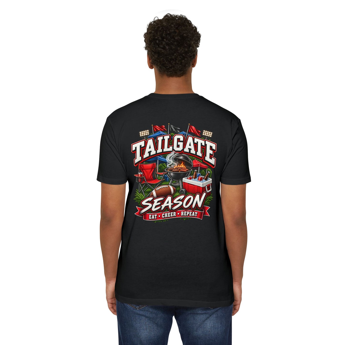 Tailgate Season T-Shirt — "Tailgate Season: Eat • Cheer • Repeat" Game Day Tee