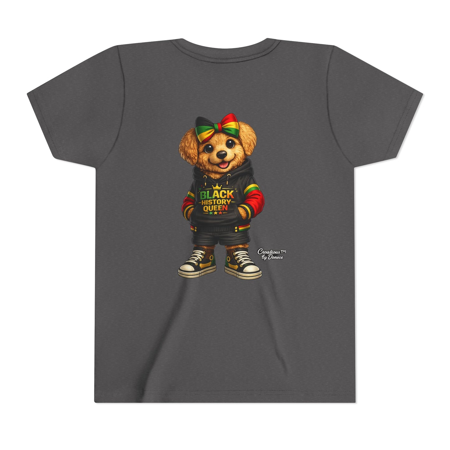 Youth Tee — Black History Queen Bear Graphic T-Shirt