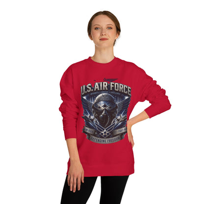U.S. Air Force Crewneck Sweatshirt — Tactical Skull Wings "Defending Freedom"