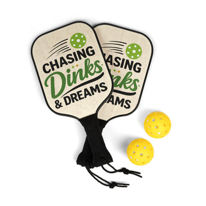 Pickleball Paddles Set — “Chasing Dinks & Dreams” Paddle Kit with 2 Balls