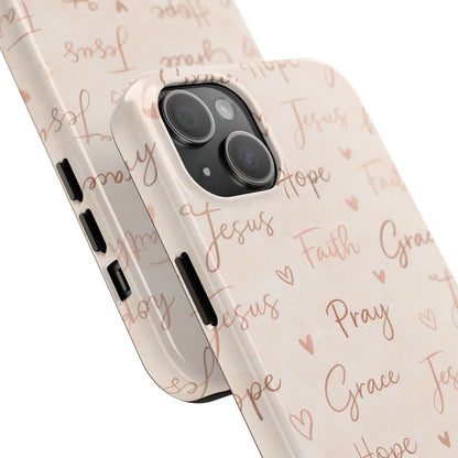 Pray Grace Hope Phone Case | Christian Floral iPhone Case