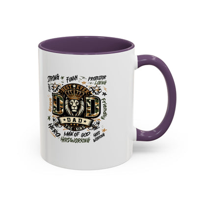 Dad King Lion Coffee Mug — 'Dad: The King' Accent 11/15oz Gift
