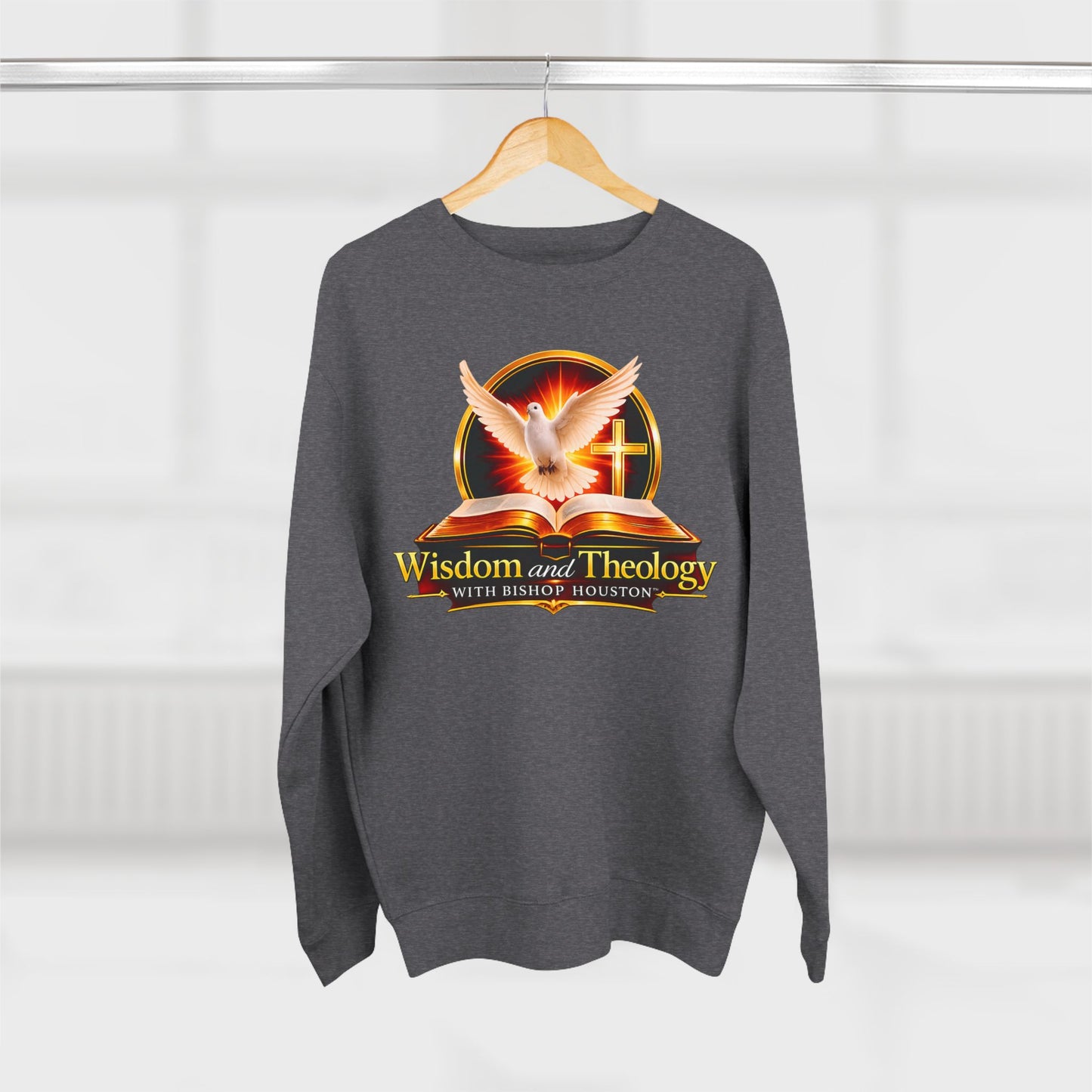 Wisdom & Theology Sweatshirt — Dove, Bible & Cross Christian Crewneck