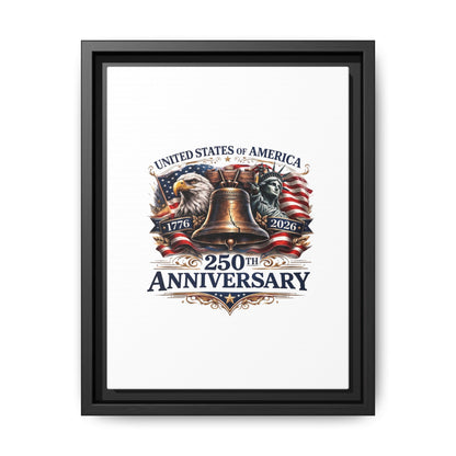 250th Anniversary Framed Canvas - United States of America Patriotic Liberty Bell Print