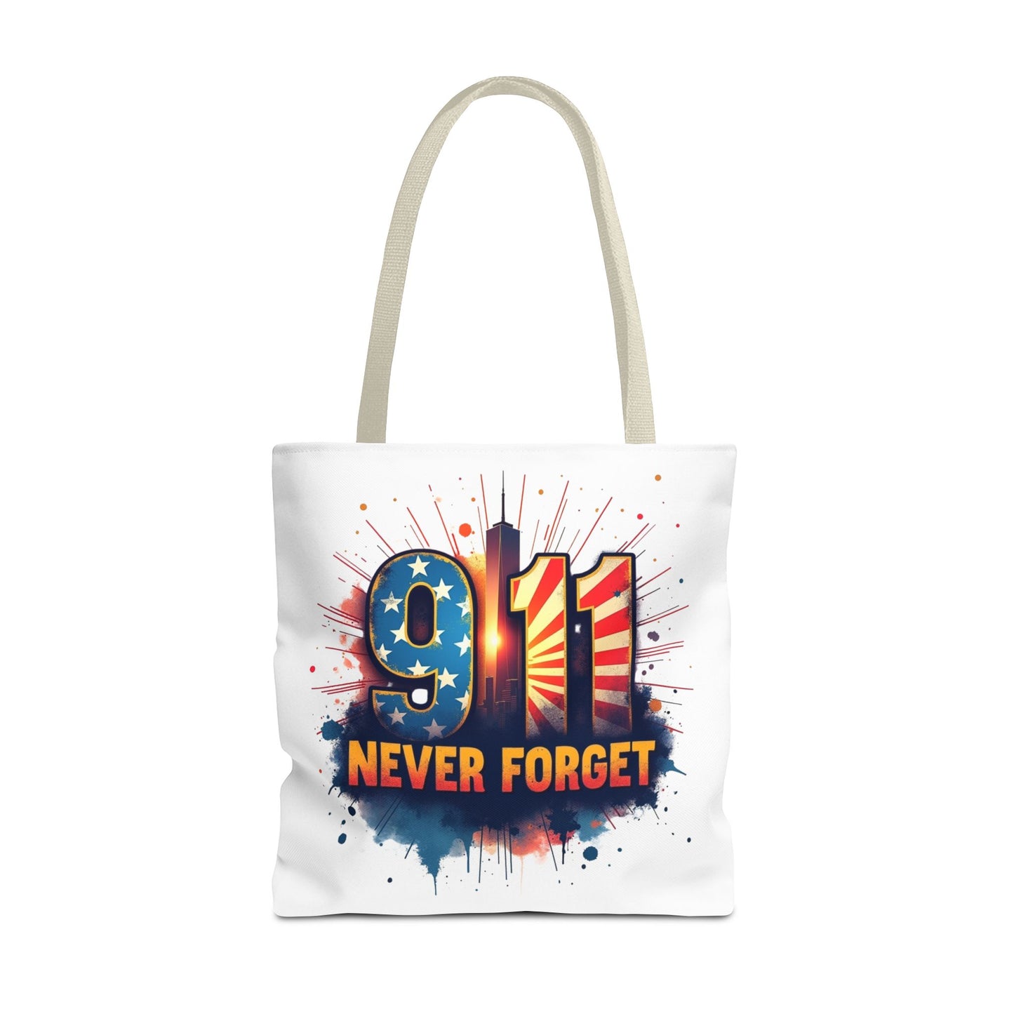 9/11 Never Forget Tote Bag — Patriotic Memorial Tribute Tote