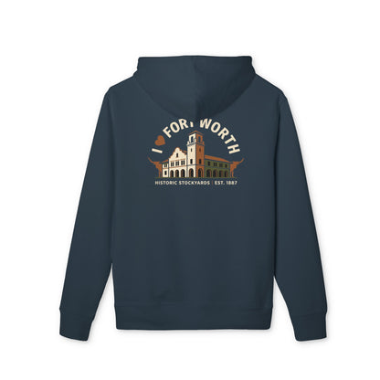 Fort Worth Historic Stockyards Hoodie — Retro Texas Landmark Pullover