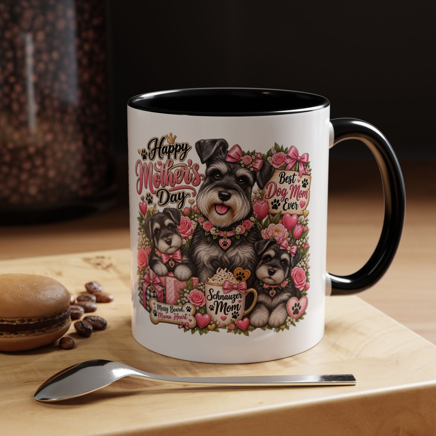 Mother's Day Schnauzer Coffee Mug — "Best Dog Mom Ever" Accent Mug (11/15oz)