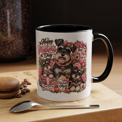 Mother's Day Schnauzer Coffee Mug — "Best Dog Mom Ever" Accent Mug (11/15oz)