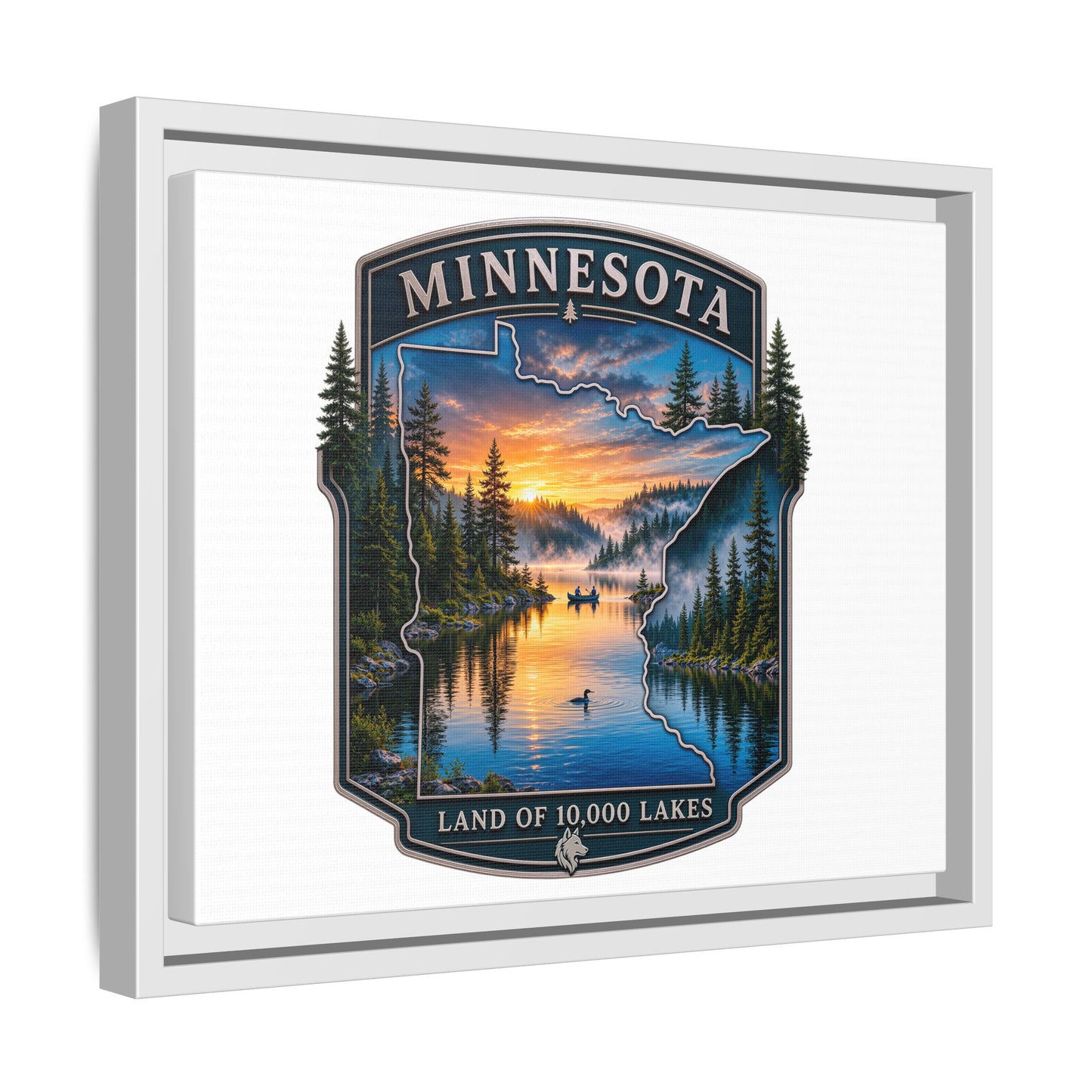 Minnesota Lakes Matte Canvas Print (Framed) — 'Land of 10,000 Lakes' Scenic Wall Art