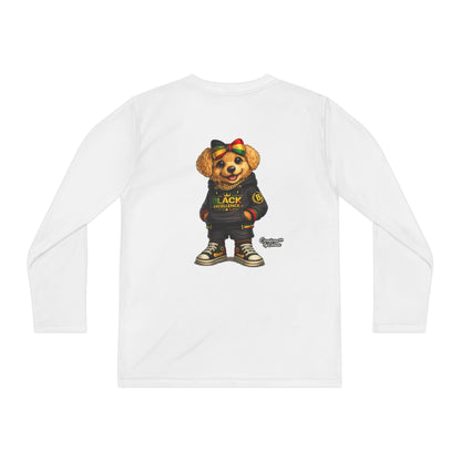 Youth Long Sleeve Tee — Trendy Bear Graphic "Black Excellence"