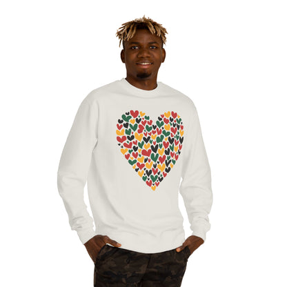 Colorful Heart Pattern Sweatshirt — Cozy Valentine/Everyday Love Crewneck