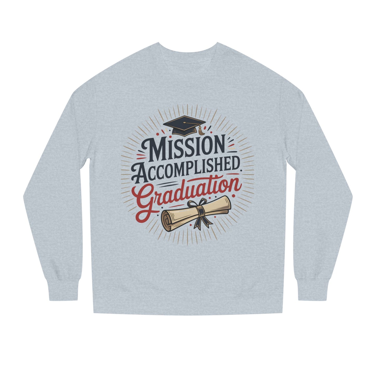 Graduation Sweatshirt "Mission Accomplished" - Grad Cap & Diploma Pullover