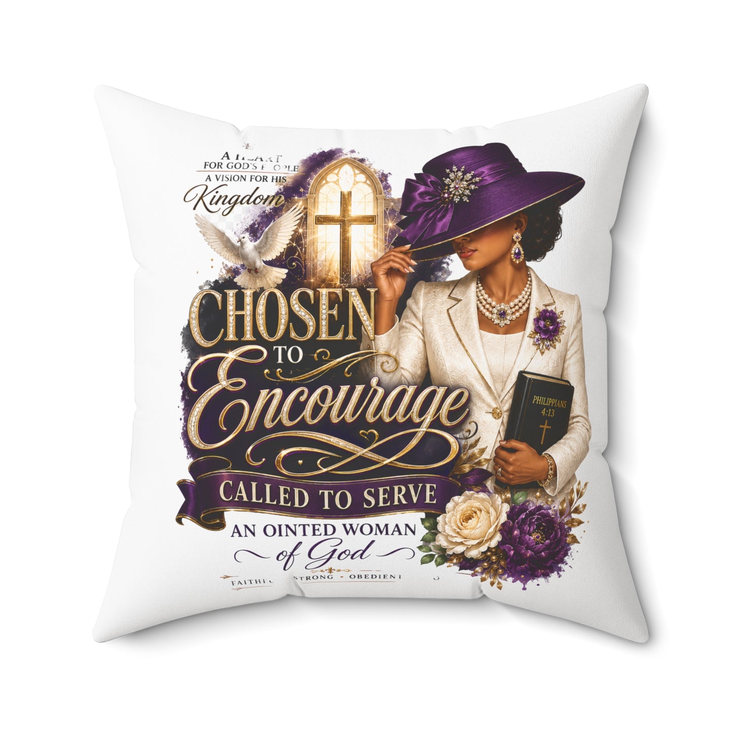 Christian Decorative Pillow — "Chosen to Encourage" Church Ladies Accent Pillow