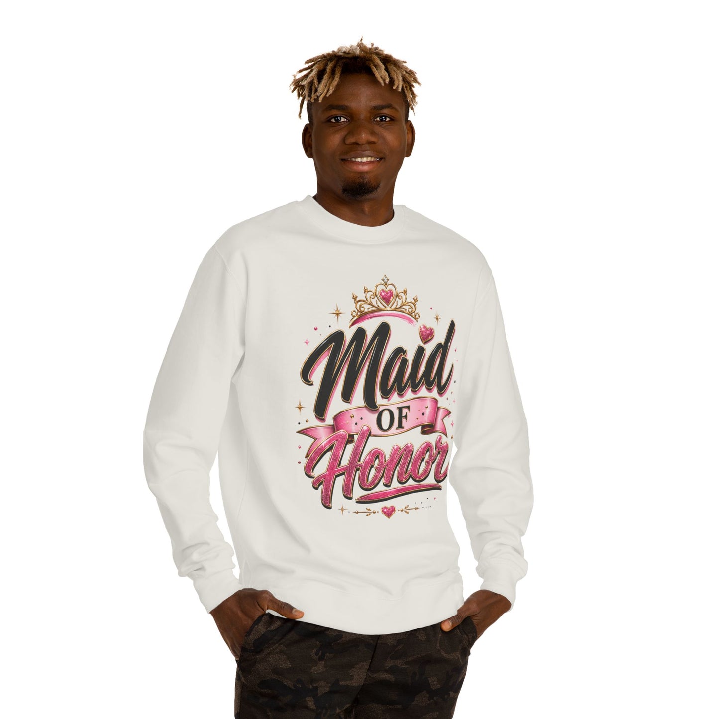Maid of Honor Sweatshirt — Pink Script Bridal Party Crewneck