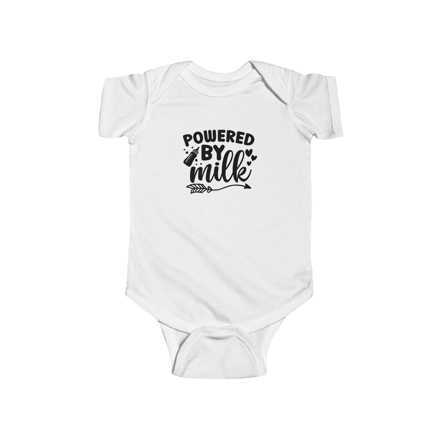 Baby Bodysuit - "Powered by Milk" Cute Infant Onesie, Newborn Gift
