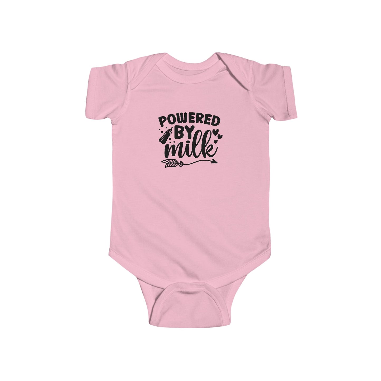 Baby Bodysuit - "Powered by Milk" Cute Infant Onesie, Newborn Gift
