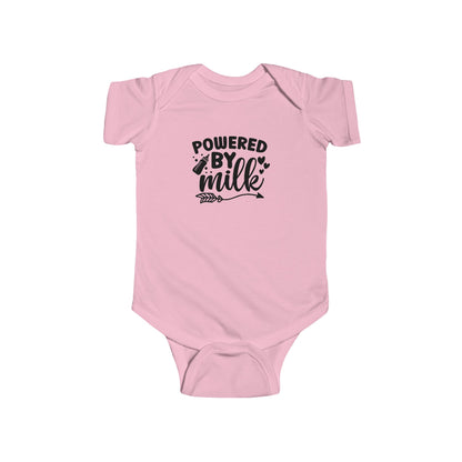 Baby Bodysuit - "Powered by Milk" Cute Infant Onesie, Newborn Gift