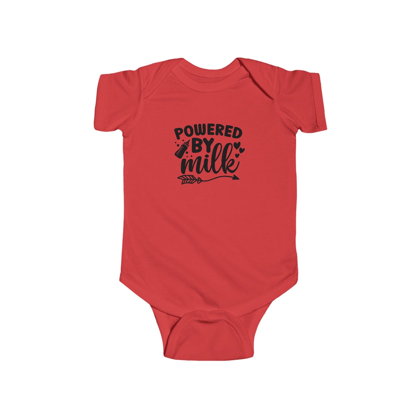 Baby Bodysuit - "Powered by Milk" Cute Infant Onesie, Newborn Gift