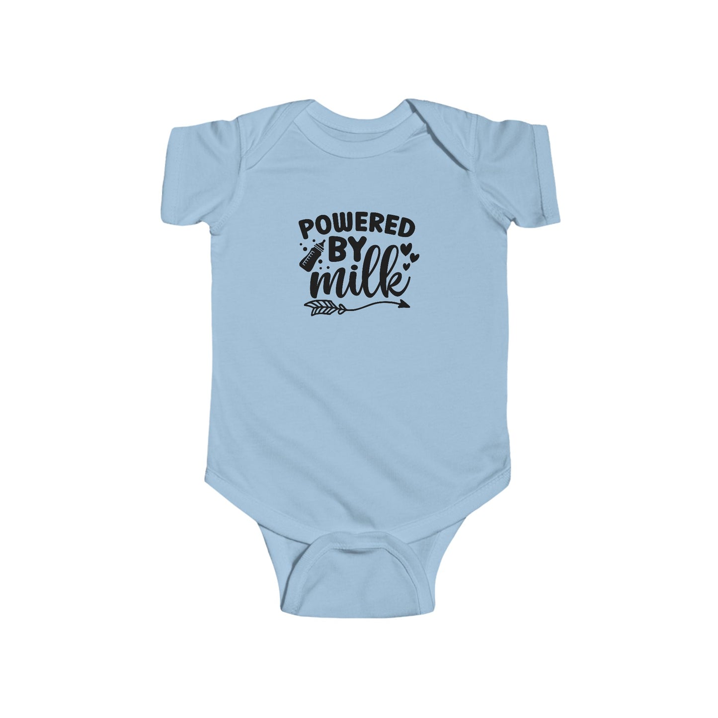Baby Bodysuit - "Powered by Milk" Cute Infant Onesie, Newborn Gift