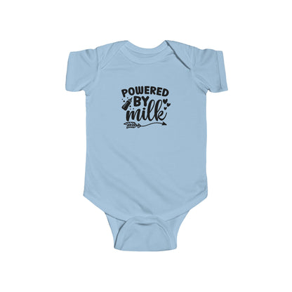 Baby Bodysuit - "Powered by Milk" Cute Infant Onesie, Newborn Gift