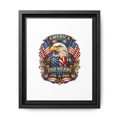 America 250th Anniversary Framed Canvas — Patriotic Bald Eagle Wall Art