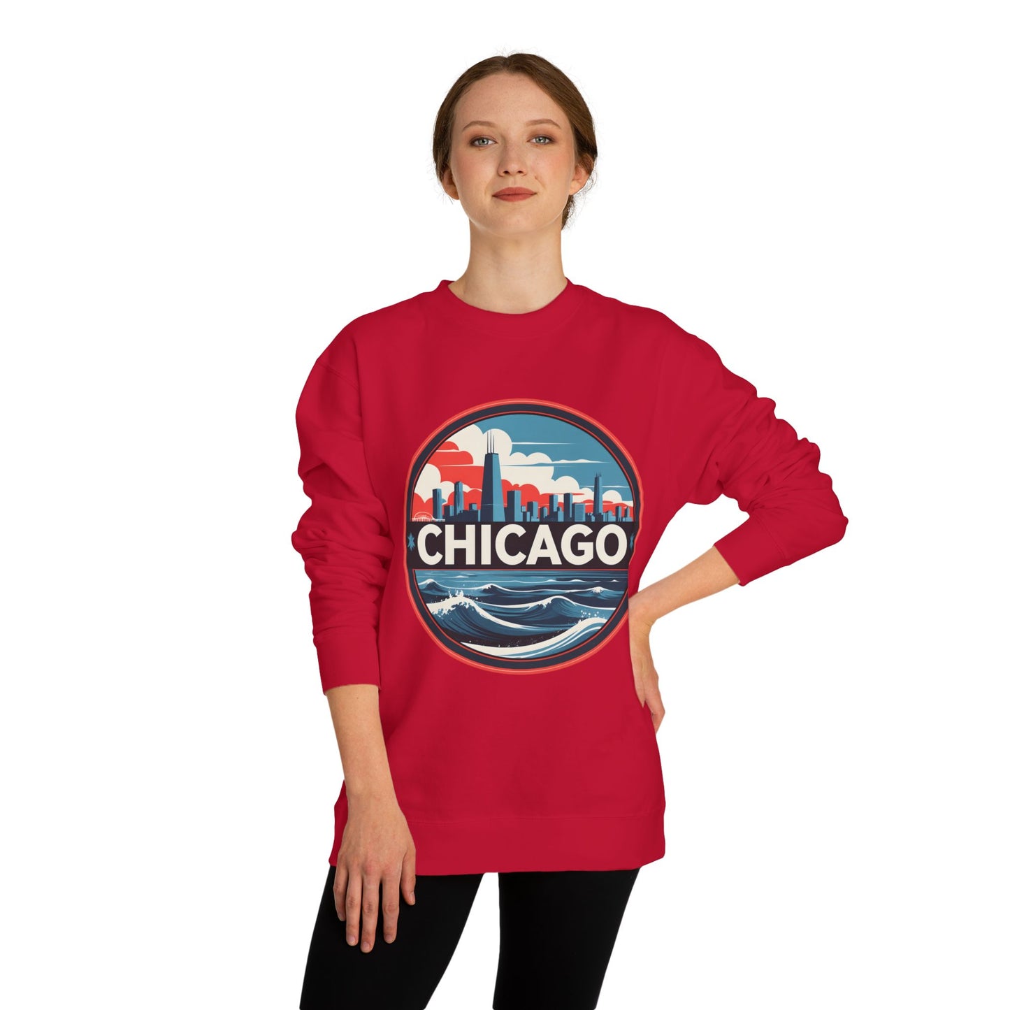 Chicago Skyline Crewneck Sweatshirt — Retro Cityscape Lakefront Design