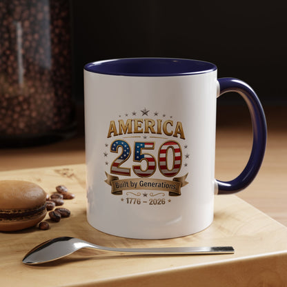 America 250 Coffee Mug — Patriotic 1776–2026 Anniversary Accent Mug