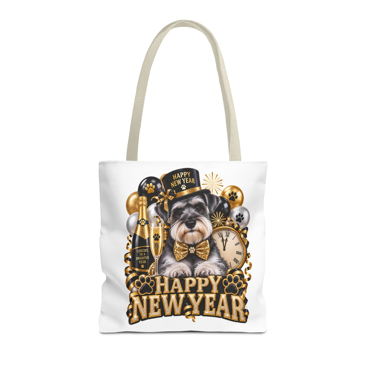 New Year Puppy Tote - Happy New Year Schnauzer Party Bag